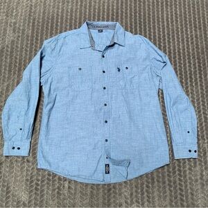 U.S. Polo Assn. Shirt Mens XL Indigo Blue Long Sleeve Button Down Chambray Logo
